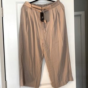 Women’s Wide Leg Paper Bag Waist Khaki Dress Pant - Adrianna Papel -Size L -NWT